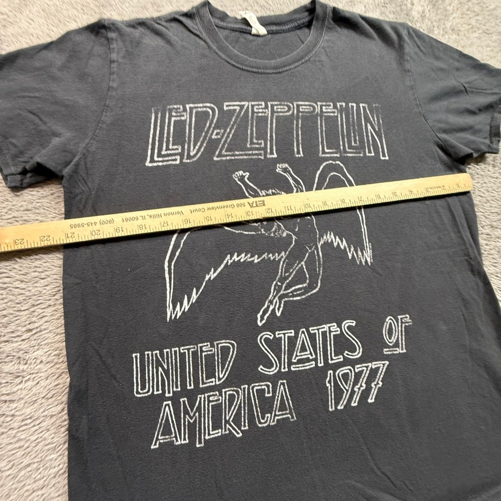 Retro Led Zeppelin Band Shirt Mens L Black 1977 US Tour Graphic Tee - Picture 3 of 4